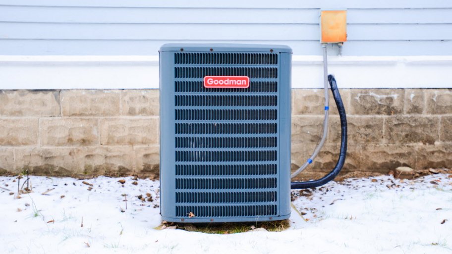 A/C unit outside in winter